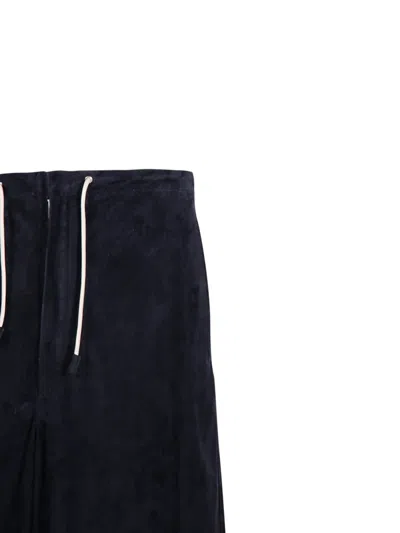 Emporio Armani Dark Blue Suede Bermuda Shorts In Black