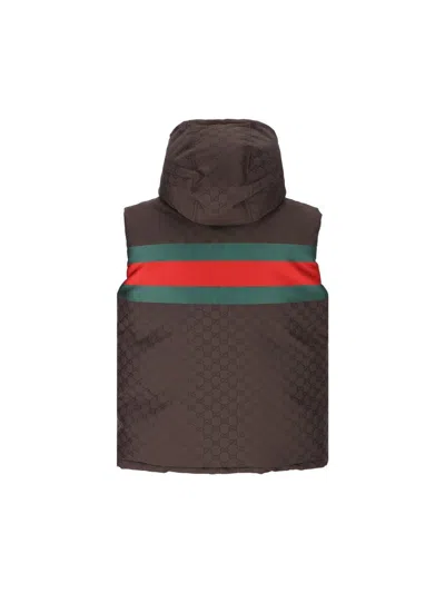 Gucci Dark Brown Gg Polyester Blend Sleeveless Down Jacket