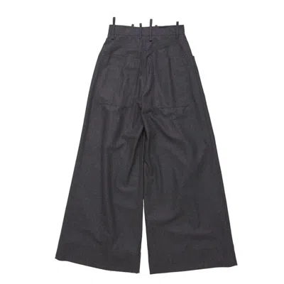 Attico Dark Grey Wool Blend Palazzo Pant
