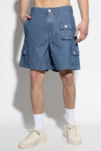 Givenchy Denim Bermuda Shorts With Pockets And Loops In Blue