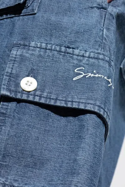 Givenchy Denim Bermuda Shorts With Pockets And Loops In Blue