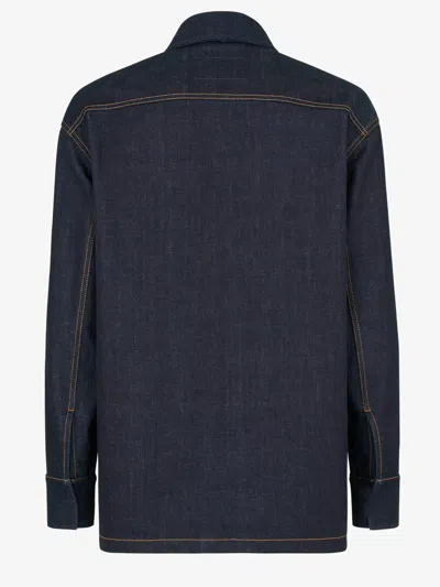 Fendi Logo Embroidered Denim Jacket In Black