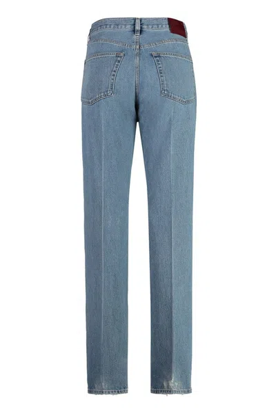 Gucci Logo Patch Straight-leg Jeans In Blue