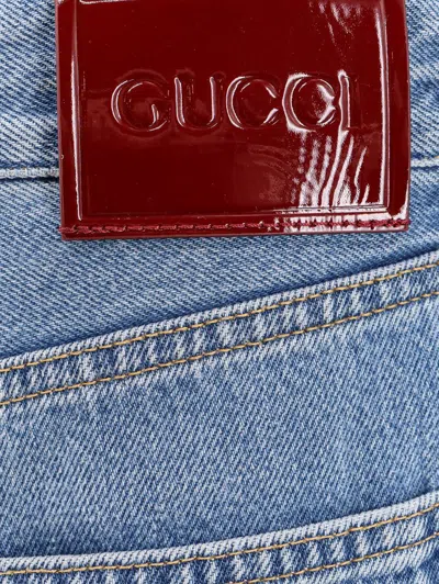 Gucci Logo Patch Straight-leg Jeans In Blue