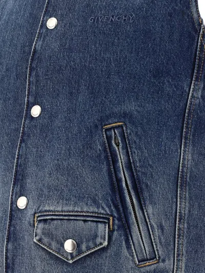 Givenchy Denim Sleeveless Jacket In Blue