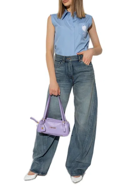 Versace Denim Wide-leg Jeans In Blue