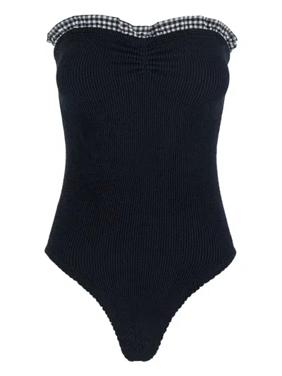 Hunza G Dolly Strapless Seersucker One-piece Swimsuit