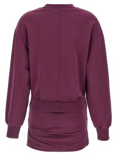 Attico Ruched Cotton-blend Fleece Minidress In Purple