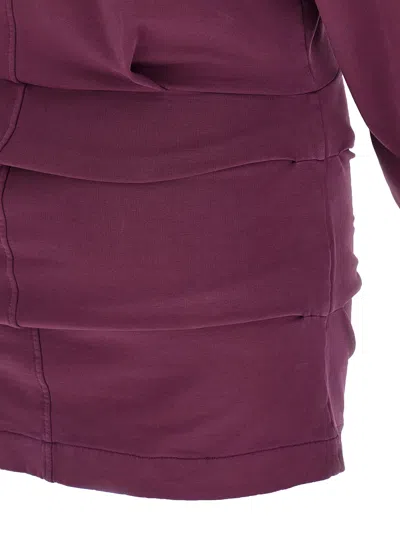 Attico Ruched Cotton-blend Fleece Minidress In Purple