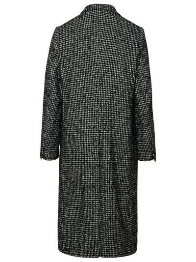 Dolce & Gabbana Double-breasted Wool Houndstooth Coat In Black