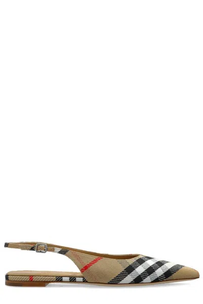 Burberry Check Birdie Slingback Ballerina Flats Women