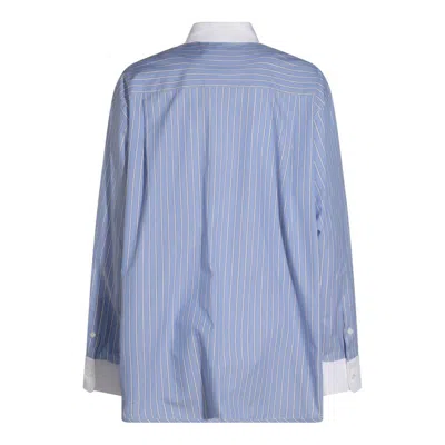 Marni Blue Striped Poplin Shirt In Blue