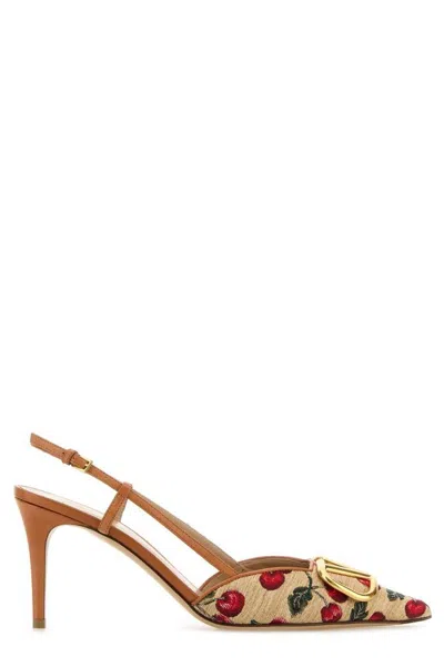 Valentino Garavani Embroidered Raffia Vlogo Signature Pumps