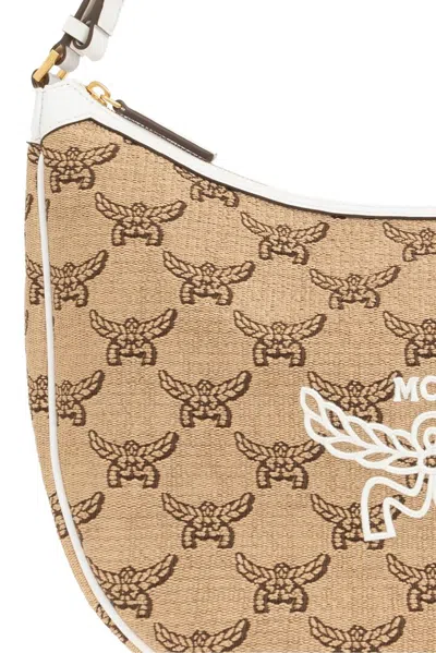Mcm Embroidered Raffia Himmel Ascending Moon Shoulder Bag