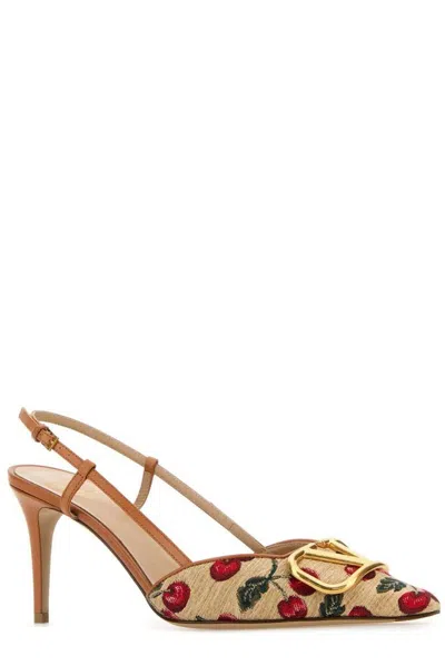 Valentino Garavani Embroidered Raffia Vlogo Signature Pumps