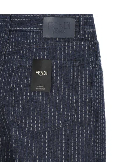 Fendi Embroidered Stretch Denim Jeans