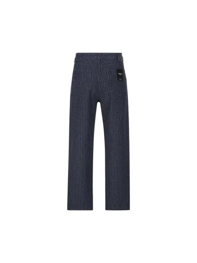 Fendi Embroidered Stretch Denim Jeans