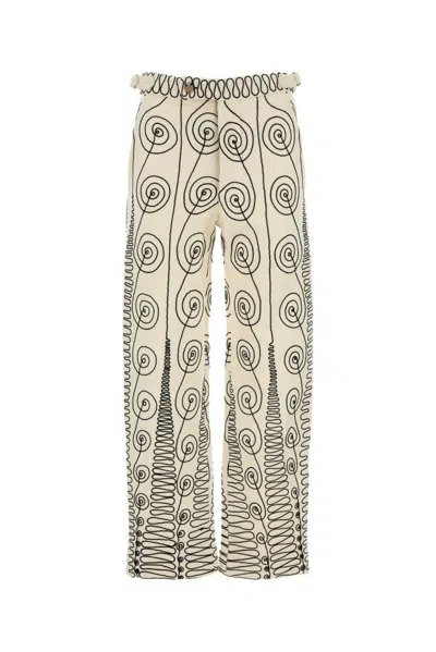 Bode Embroidered Wool Quillwork Pant In Multi