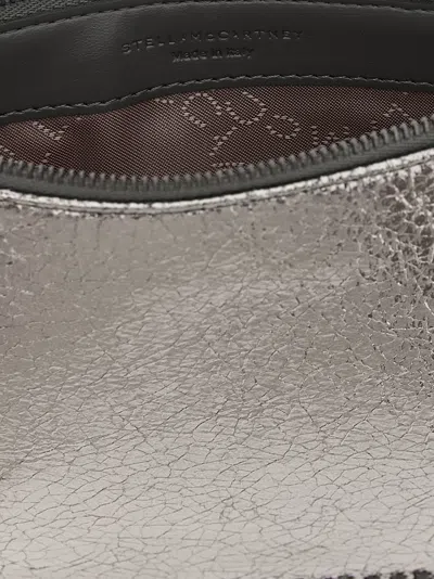 Stella Mccartney Falabella Pochette Accessoire Metallic Crackl Shoulder Bags Silver In Silver