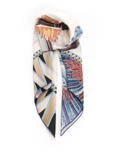 Ferragamo Giada Print Silk Scarf Scarves And Foulards White In Neutral