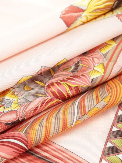 Ferragamo Giada Print Silk Scarf Scarves And Foulards Rose In Pink