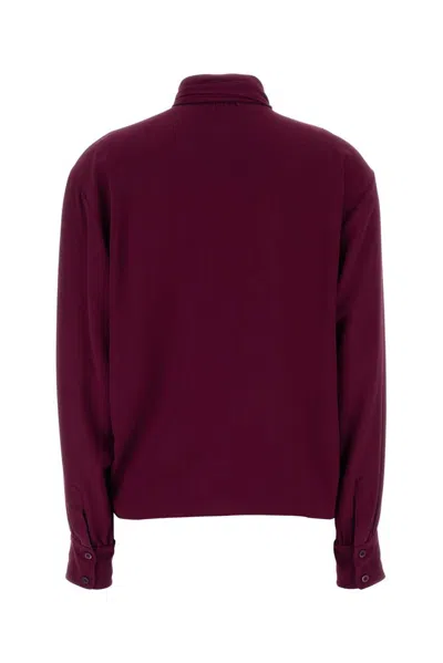 Prada Crepe Grape Blouse Bow Detail