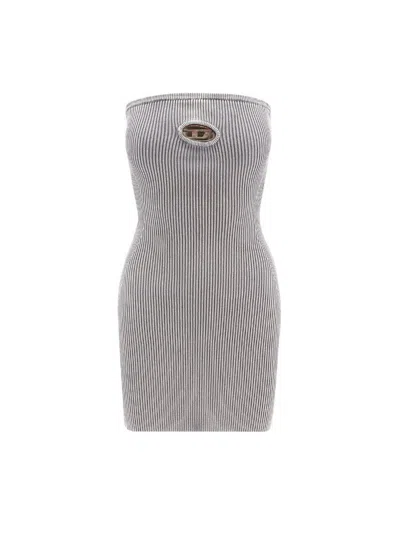 Diesel Grey Stretch Cotton Blend Mini Dress