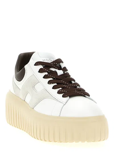 Hogan Striped Sneakers With Padded Collar And Contrasting Sole In White