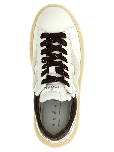 Hogan Striped Sneakers With Padded Collar And Contrasting Sole In White