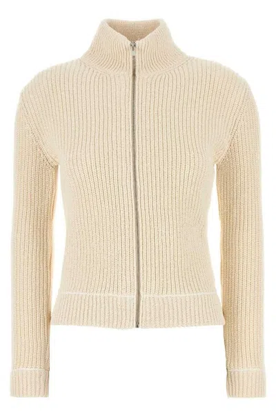 Mm6 Maison Margiela Ivory Cotton Blend Cardigan