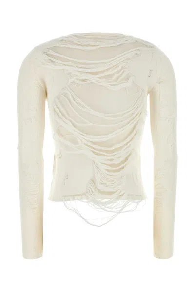 Mm6 Maison Margiela Ivory Cotton Blend Sweater
