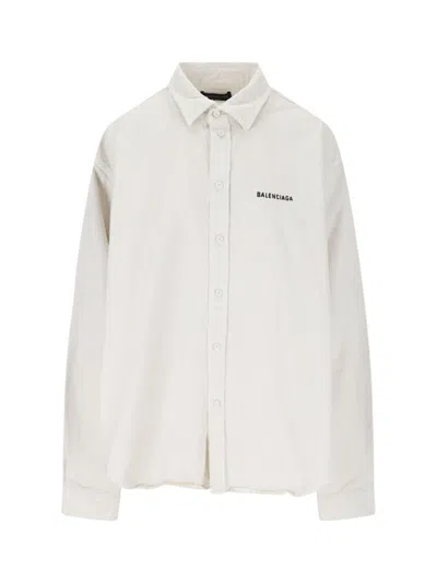 Balenciaga Ivory Denim Oversize Shirt
