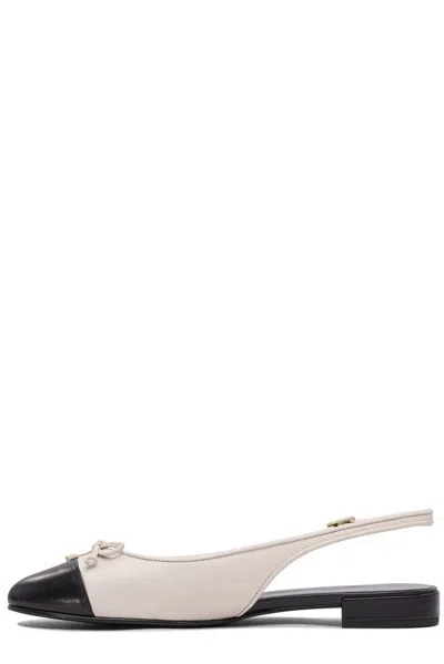 Tory Burch Ivory Leather Cap-toe Ballerinas