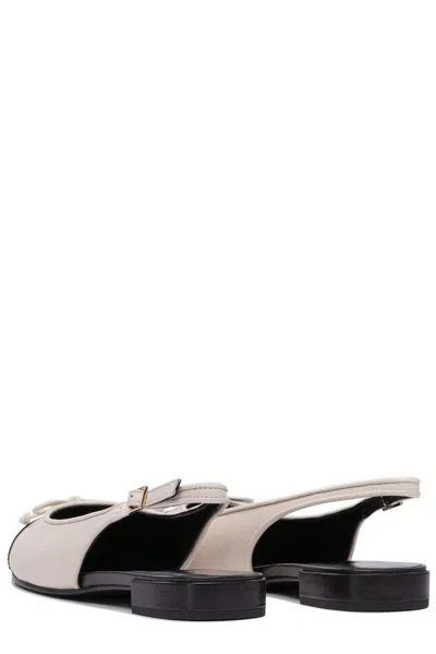 Tory Burch Ivory Leather Cap-toe Ballerinas