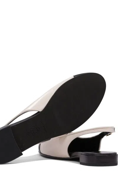 Tory Burch Ivory Leather Cap-toe Ballerinas