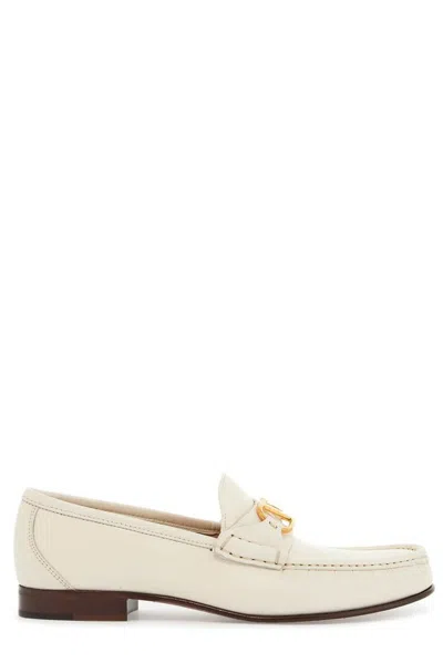Valentino Garavani Women Ivory Leather Vlogo Loafers