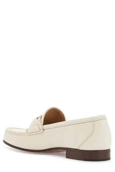 Valentino Garavani Women Ivory Leather Vlogo Loafers