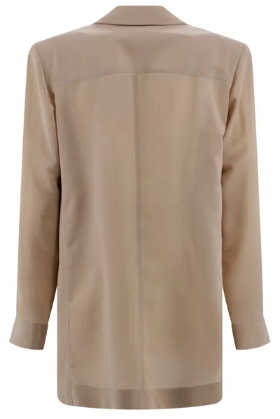 Philosophy Di Lorenzo Serafini Ivory Polyester Blend Blazer In Brown