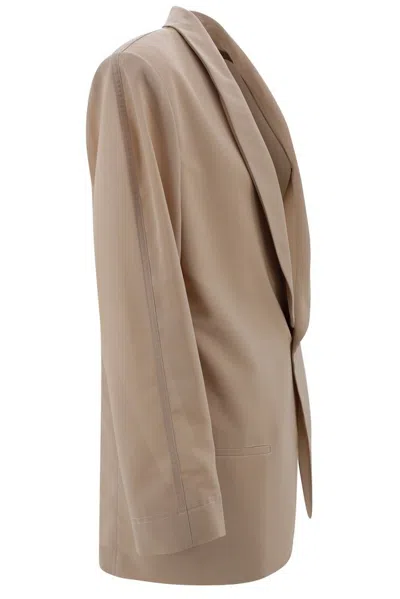 Philosophy Di Lorenzo Serafini Ivory Polyester Blend Blazer In Brown