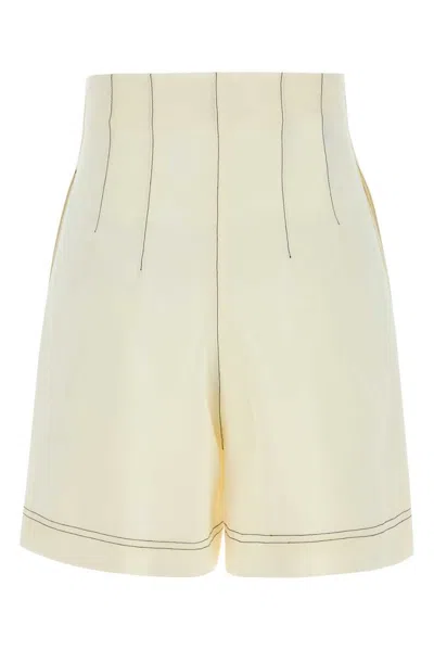 Philosophy Di Lorenzo Serafini High-waisted Pleated Shorts Contrast Stitching In Nude