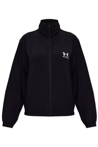 Balenciaga Under Armour Hooded Windbreaker Jacket Black In Black