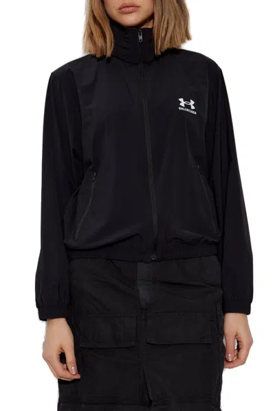Balenciaga Under Armour Hooded Windbreaker Jacket Black In Black