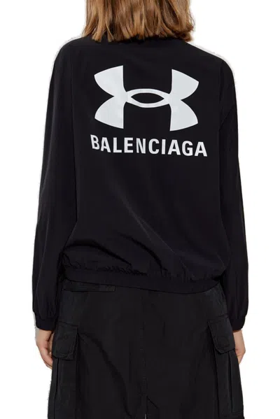Balenciaga Under Armour Hooded Windbreaker Jacket Black In Black