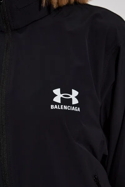 Balenciaga Under Armour Hooded Windbreaker Jacket Black In Black