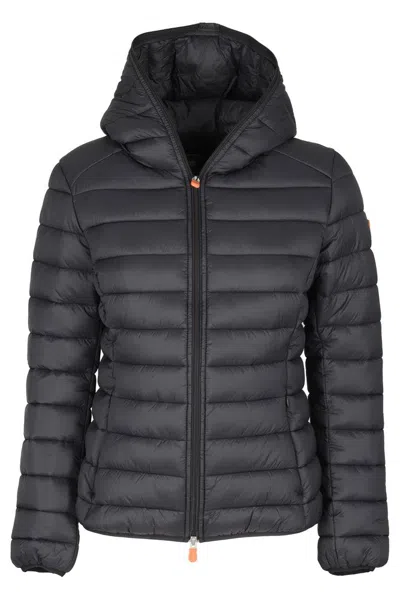 Save The Duck 'daisy' Black Down Jacket With Logo Patch In Eco Tech Fabric Woman In Black