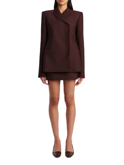 Khaite Jett Wool Blend Mini Skirt In Brown