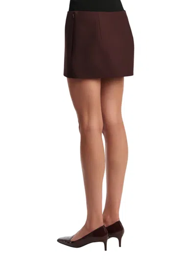 Khaite Jett Wool Blend Mini Skirt In Brown