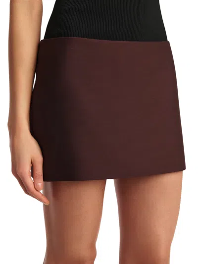 Khaite Jett Wool Blend Mini Skirt In Brown