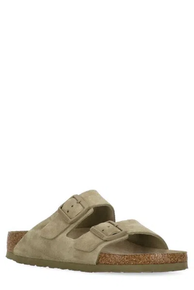 Birkenstock Khaki Suede Arizona Slippers