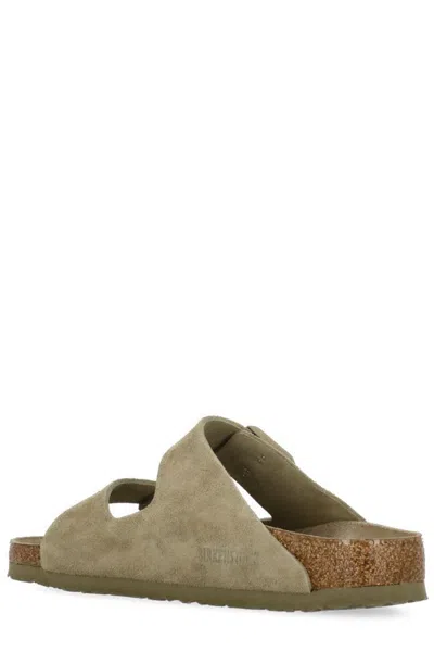 Birkenstock Khaki Suede Arizona Slippers